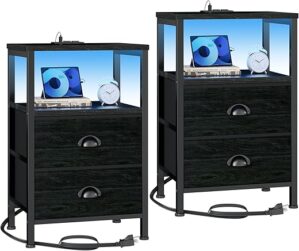 Furologee Nightstands Set Of 2 With Charging Station