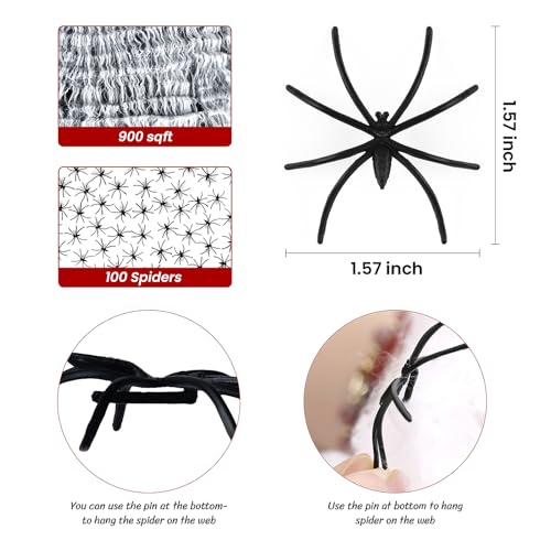 Nirohee Spider Webs Halloween Decorations With Spiders - Image 2
