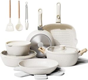 bazova Non Stick Ceramic Cookware Set, 19 Pcs