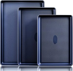 HONGBAKE Nonstick Baking Sheet Pan Set, Dark Blue