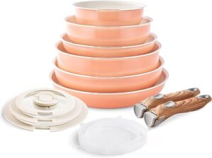 YIIFEEO Nonstick Cookware Set – 13 PCS, Detachable Handle