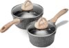 JEETEE Nonstick Granite Coating Saucepan Set, Grey