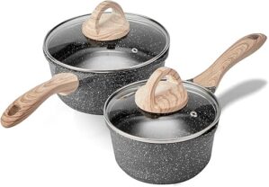 JEETEE Nonstick Granite Coating Saucepan Set, Grey