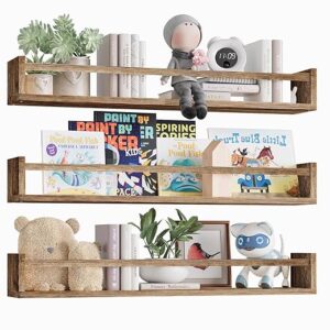 Fixwal Nursery Book Shelves, Solid Wood, Brown