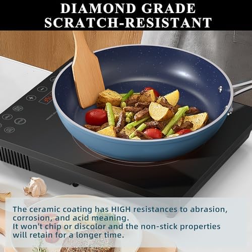 Nuwave Healthy Duralon Blue Ceramic Cookware Set - Image 4