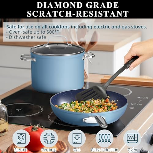 Nuwave Healthy Duralon Blue Ceramic Cookware Set - Image 5