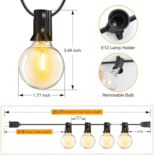 Ollny 25FT Outdoor String Lights, Waterproof - Image 2