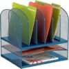 Safco Onyx Mesh 2 Tray, 6 Sorter Desktop Organizer 3255BU