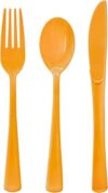 joy akkess Orange Plastic Silverware Set, 150 Pcs