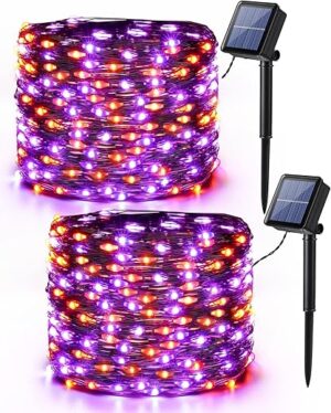 Brizled Orange & Purple Halloween String Lights