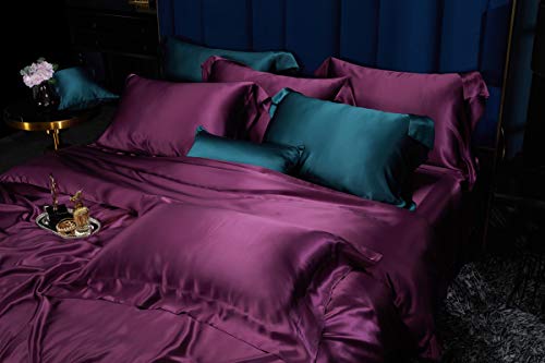 Orose Silk Bed Sheets Set, 25 Momme, Purple - Image 3