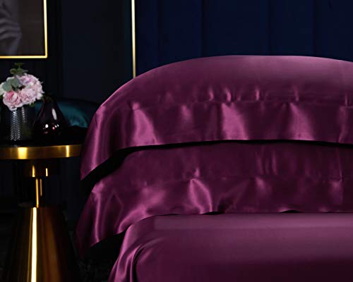Orose Silk Bed Sheets Set, 25 Momme, Purple - Image 4