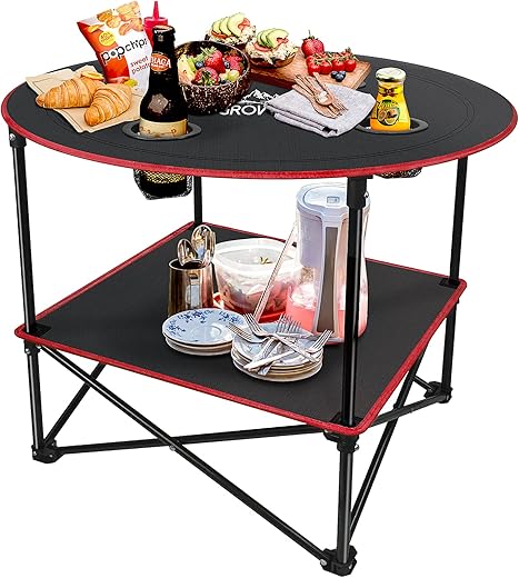 Grovind Outdoor Foldable Picnic Table With Cup Holders