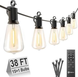Brightown Outdoor LED String Lights, 38FT, ST38 Bulbs