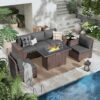 ELPOSUN Outdoor Patio Furniture Set With Fire Pit