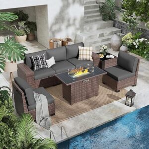 ELPOSUN Outdoor Patio Furniture Set With Fire Pit