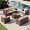 UDPATIO Outdoor Patio Sofa Set, Khaki
