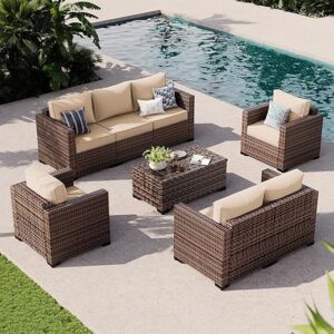 UDPATIO Outdoor Patio Sofa Set, Khaki