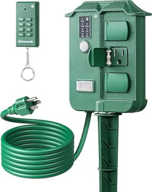 DEWENWILS Outdoor Power Stake Timer, Wireless Remote Control