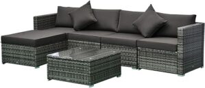 YZABEL Outdoor Rattan Wicker Sectional Sofa Set