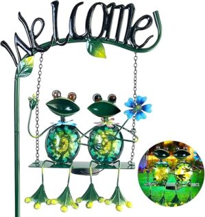 HONGLAND Outdoor Solar Frog Swing Decor Stake