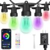 CAWWS Outdoor String Lights 50FT, Dimmable RGBW Bulbs