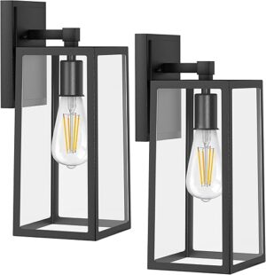 PARTPHONER Outdoor Waterproof Wall Sconce, Black Aluminum