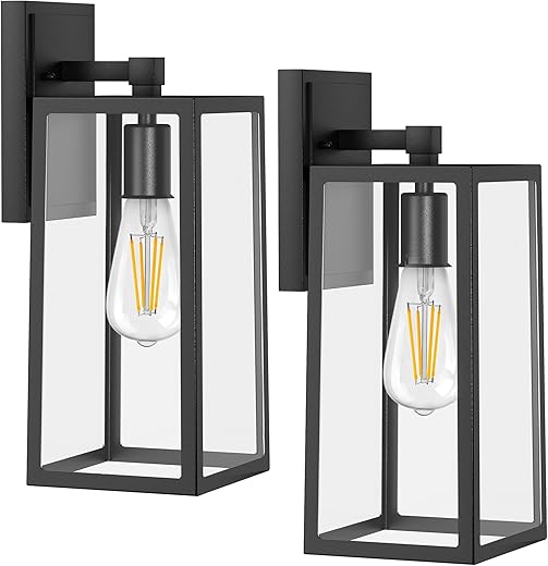 PARTPHONER Outdoor Waterproof Wall Sconce, Black Aluminum