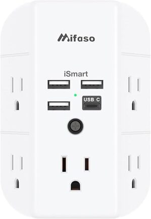 Mifaso Outlet Extender Surge Protector USB Charger