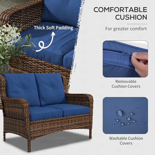 Outsunny 4 Piece Rattan Patio Furniture Set - Image 4