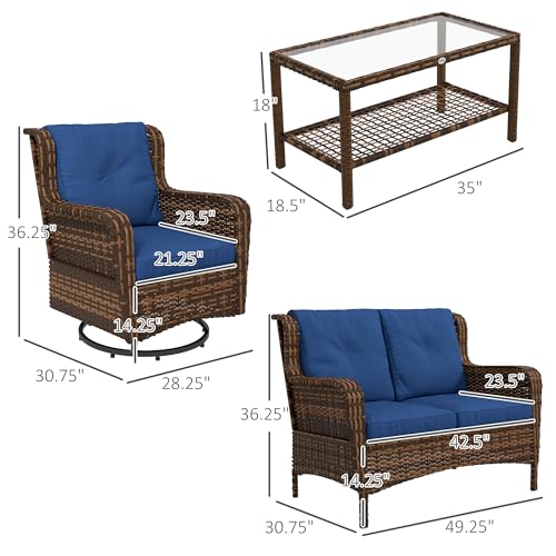 Outsunny 4 Piece Rattan Patio Furniture Set - Image 5