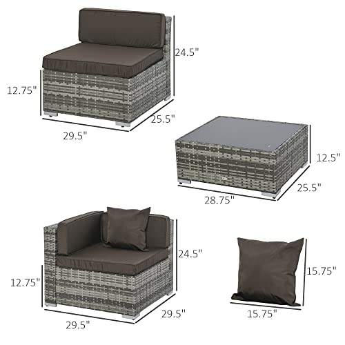 Outsunny 7-Piece Outdoor Wicker Sectional Sofa Set - Image 3
