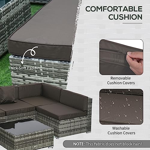 Outsunny 7-Piece Outdoor Wicker Sectional Sofa Set - Image 5