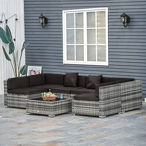 Outsunny 7-Piece Outdoor Wicker Sectional Sofa Set - Image 2