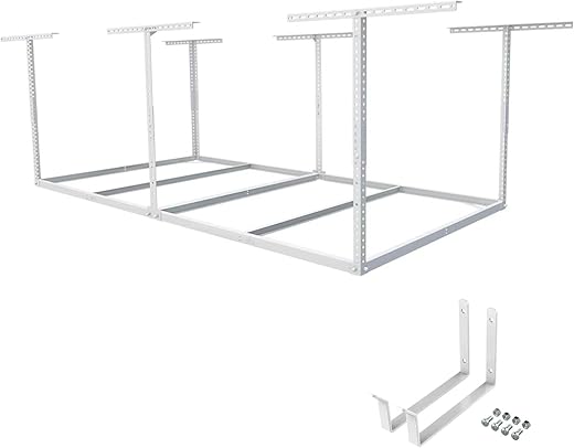 FLEXIMOUNTS Overhead Garage Storage Rack With Hooks