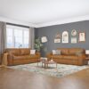 ABCASA Oversized Faux Leather Loveseat Set