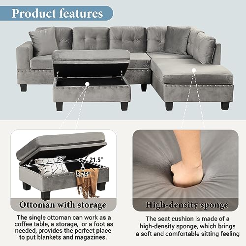 P PURLOVE Sectional Sofa With Chaise & Ottoman - Image 5