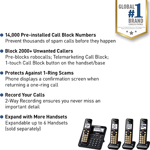 Panasonic Cordless Phone With Call Block, KX-TGF944B - Image 2