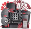 JOYTABLE Pans Set-39PC Silicone Handles, Nonstick Bakeware