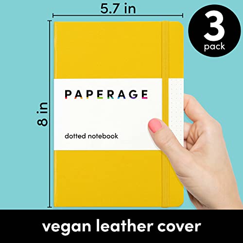 PAPERAGE Dotted Journal Notebooks, 3 Pack, Yellow - Image 2