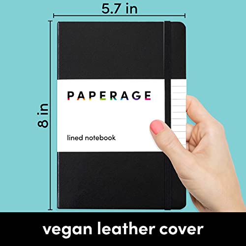 PAPERAGE Lined Journal Notebook, Black, 160 Pages Bundle - Image 3
