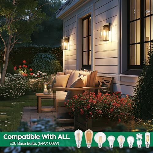 PARTPHONER Outdoor Waterproof Wall Sconce, Black Aluminum - Image 3