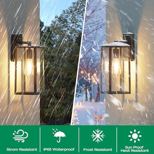 PARTPHONER Outdoor Waterproof Wall Sconce, Black Aluminum - Image 2
