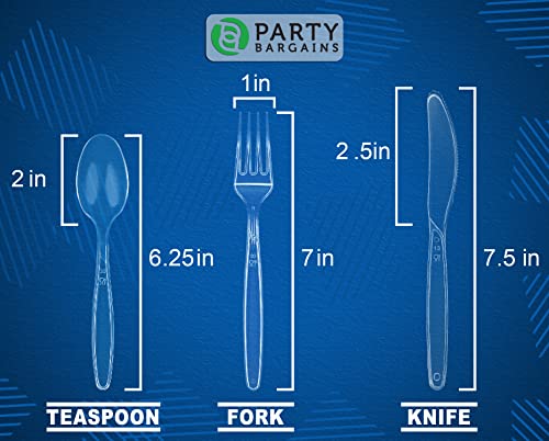 PARTY BARGAINS Sapphire Design Clear Disposable Cutlery Set - Image 2