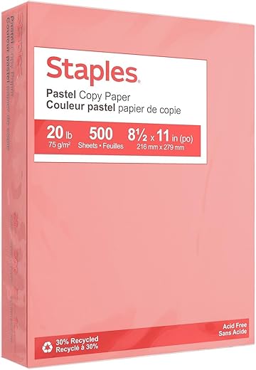 STAPLES Pastel Colored Copy Paper Salmon 14783