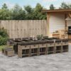 MINERWALL Patio Dining Set With Cushions Gray Rattan
