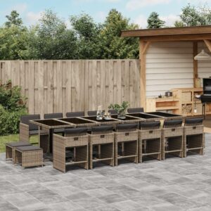 MINERWALL Patio Dining Set With Cushions Gray Rattan