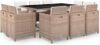 MINERWALL Patio Dining Set With Cushions Poly Rattan Beige