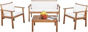 Devoko Patio Furniture 4 Piece Acacia Wood Set