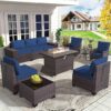Trumbeak Patio Furniture Set 10 Pieces W/Fire Pit